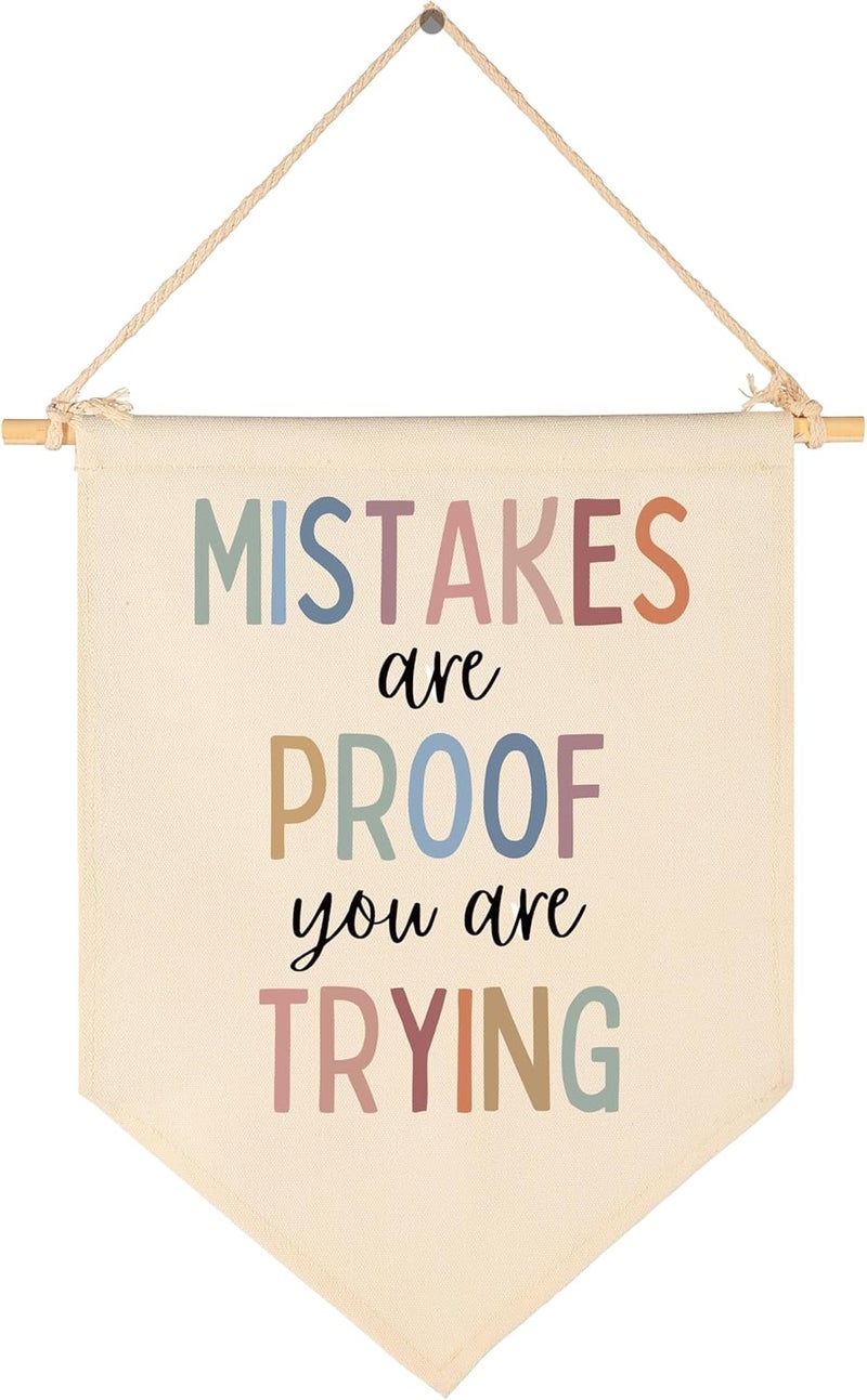 Sioial Growth Mindset,Classroom Decor,Therapy Office Decor,Homeschool Classroom Pennant,Hanging Pennant Flag Banner Wall Decoration Gift for Nursery-Mistakes are Proof That You are Trying Printables - Image 1